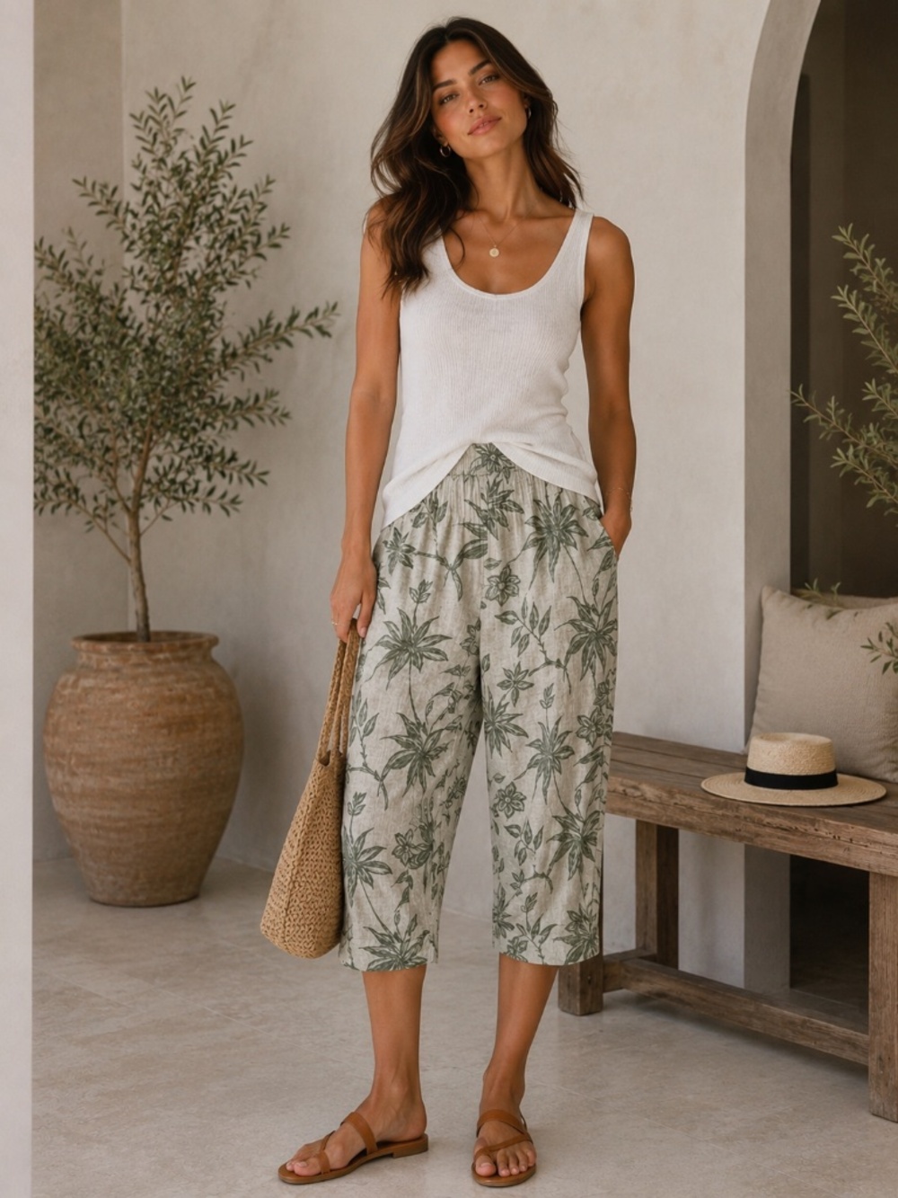 Tommy Bahama Vintage 100% Silk Tropical Capri Pants Size 8
